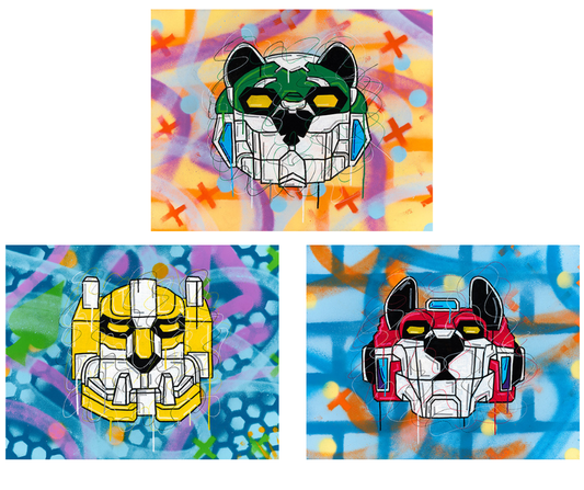 Voltron Graffiti Lion Collection RED, YELLOW, GREEN LIONS